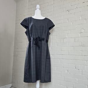 Windowpane Plaid Fit-and-Flare Dress | Midi | Classic Academic Office Attire